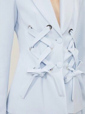 NWT Karen Millen Pale Blue Lace-Up Blazer